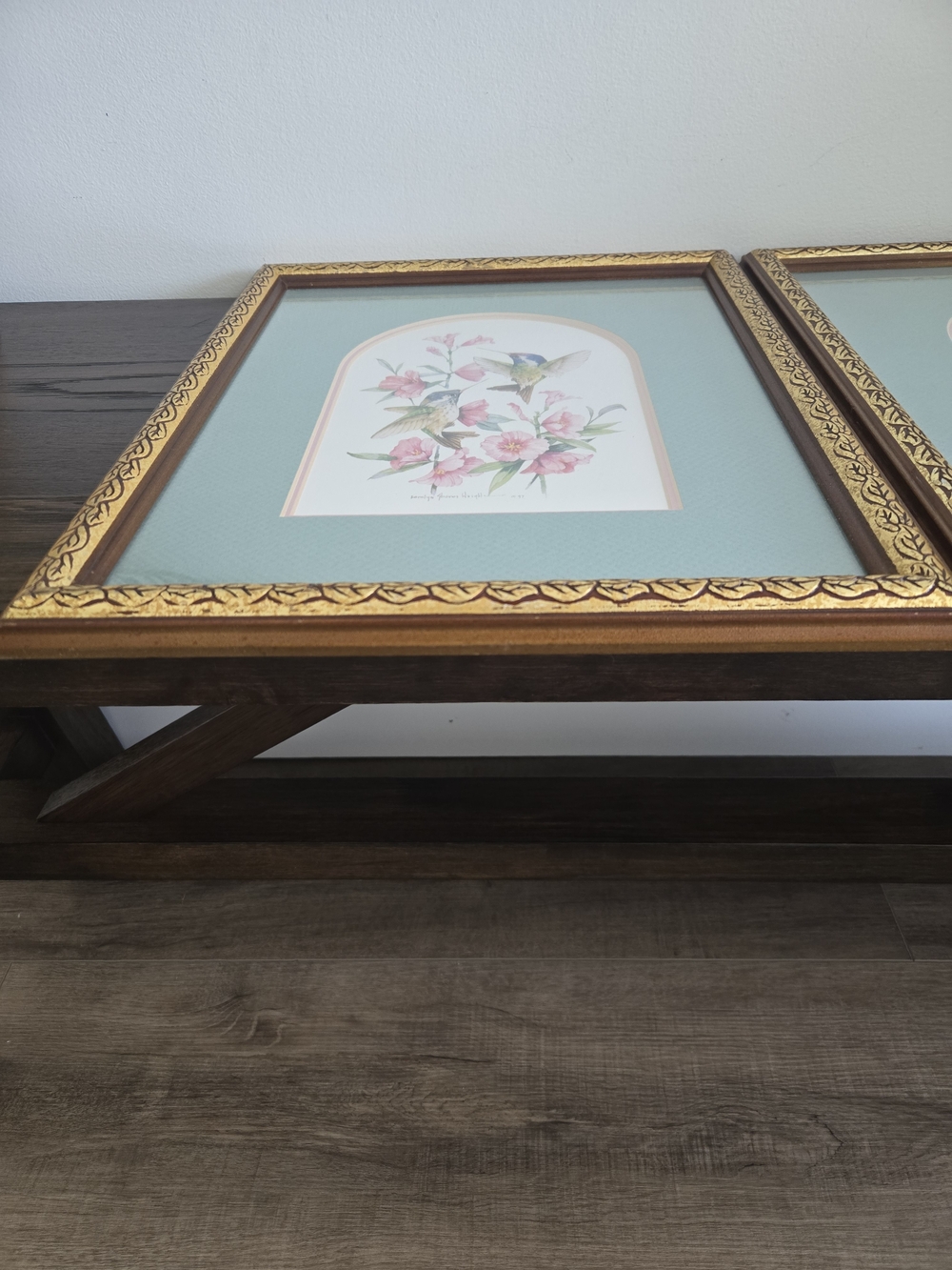 Set of 2 Carolyn Shores Wright Framed Hummingbird Floral Prints 1997 - Picture 6 of 8